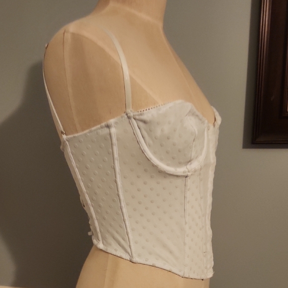 Urban Outfitters Out From Under Size Medium White Corset Bra with Lace-Up Back - Picture 7 of 10